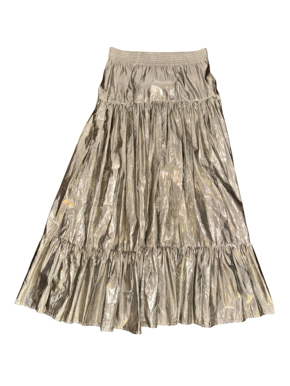 NWT Calypso St. Barth Lourdes Champagne Metallic Parachute Skirt Size 2